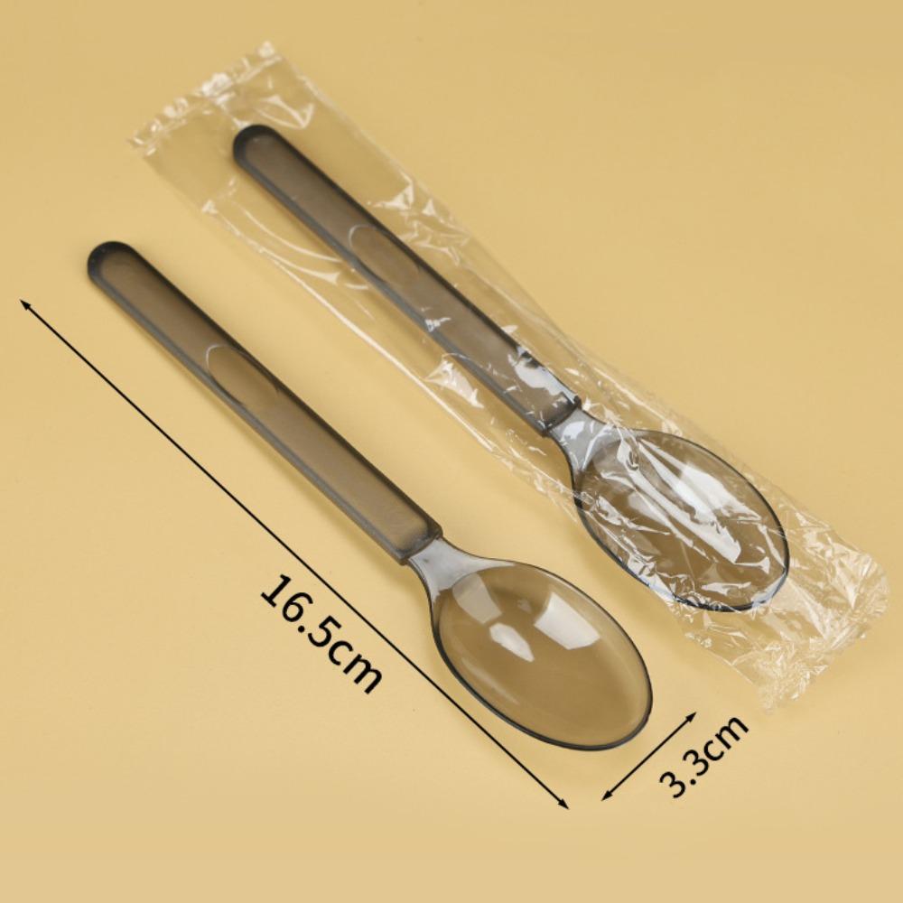 100Pcs Eco-Friendly Ice Cream Spoons Transparent Plastic Spoon  Outdoor Camping