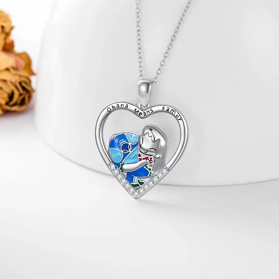 Animal Design Charming Bear And Girl Friendship Pendant Necklace Ideal Festivals For