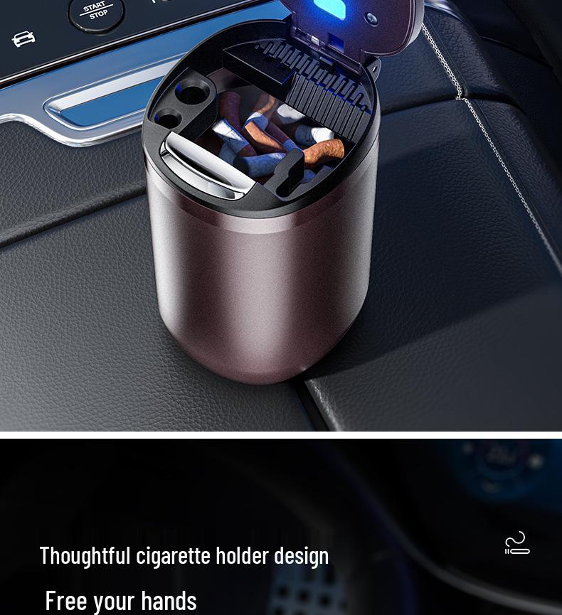 High-End Metal Car Ashtray with Lid: Anti-Drop Ornament for Car Interior