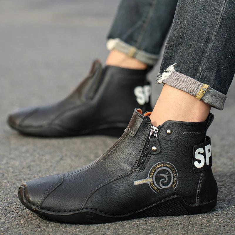 Men's Short Boots Autumn/Winter New 2024 British Classic Retro Flat Bottom Cotton Shoes Outdoor Business Sports Casual Shoes