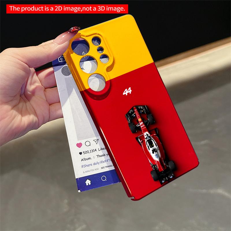 2DFlat Samsung phone case F1 Car Top View, Red & Yellow Applicable to Galaxy S23 S24 S25ULTRA S26 A12 A14 A15 A16 A54 A55