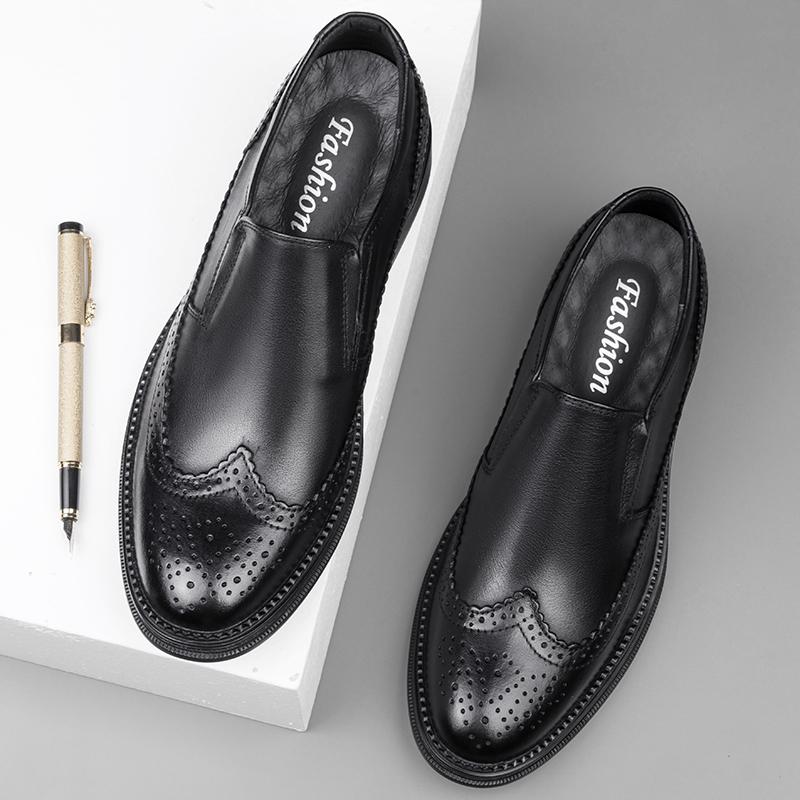 Luxury Brand Man Oxford Shoes Genuine Leather Men Casual Shoes Slip On Loafers British Style Formal Dress Footwear Brogue Shoes