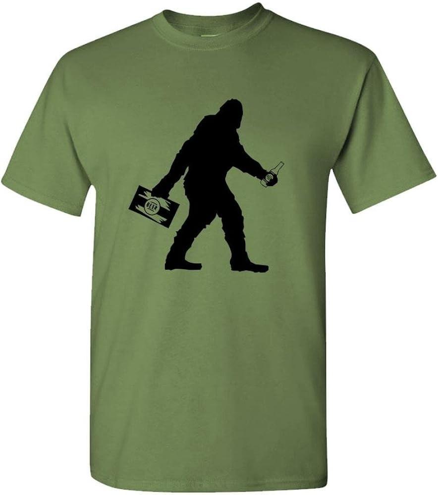 Sasquatch Bigfoot with Beer Funny Party Mens Cotton TShirt Unisex T-Shirt L