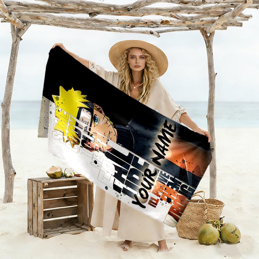 Naruto Character Customize Text Beach Towel High Absorbency & Quick-Dry Perfect for Traveling Yoga Camping and Swimming