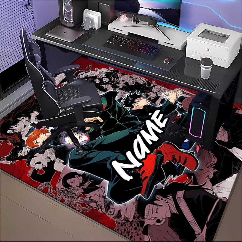 Custom Name Light Darkness Jujutsu Rug for Living Room, Game Rooms, Office, Bedroom, Floor Mat Playful Design, fan gifts Christmas decor