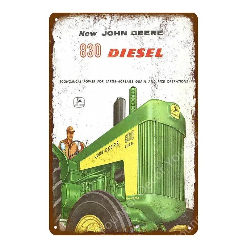 Vintage Farm Tractor Metal Signage Tin Signage Metal Vintage Farmhouse Courtyard Wall Art Decoration Mural Aesthetics Gift