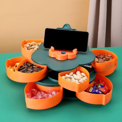 Drehbare Obstplatte Snackschale mit Deckel 5/10 Fächer Kunststoff unterteilte Servierplatte für Partys Picknicks Kinder sicherer Organizer und Snackbox