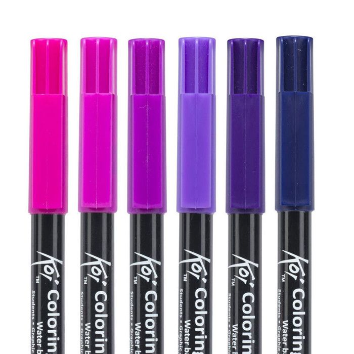 6 feutres - Pointe pinceaux - Koi Coloring Brush Pen Galaxy colours - Sakura