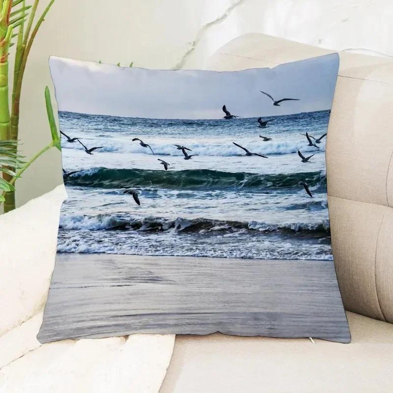 Luxury Home Decor Pillow Cover Car Living Room Sofa Cushion Cover Wave Beach Pattern Cushion Cover