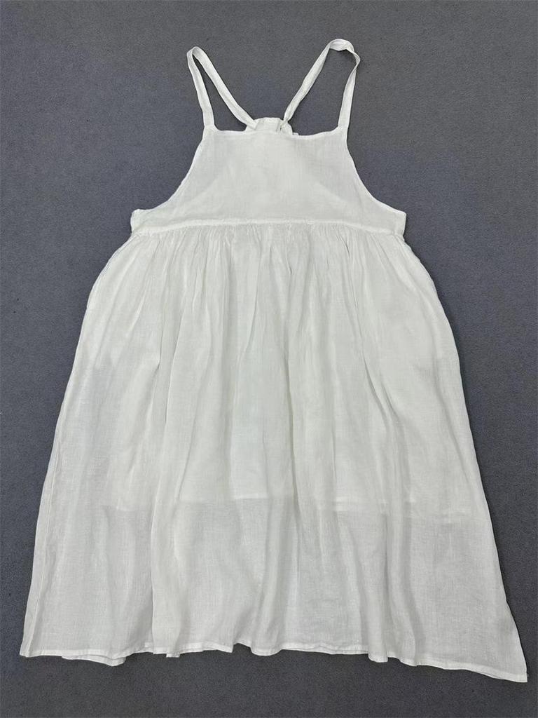 Johnature Japanese Versatile Suspender Dresses For Women Summer High Waist Strap Layered Mori Japanese Dresses