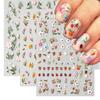 MAYCREATE® Floral Leaf Plant 5D Embossed Nail Stickers, Self Adhesive Cute Summer Nails Art Stickers for DIY, Party, Birthdays