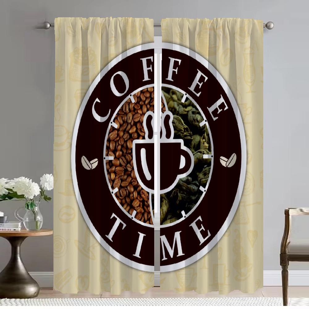 

Плотные шторы для комнаты, 2 панели, кофейное время, современные шторы для гостиной, тюль для спальни, домашний интерьер, шторы, абажуры, камера W50xH70cmx2pcs-CL