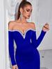Elegant Long-Sleeve Strapless Evening Dress with Heavy Beading
