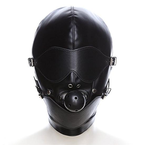 SM Restraint Mask with Adjustable Blindfold and Gag for SM Play and Adult Party Costume [ForstST] Headgear, Opening, Confinement, Restraints,