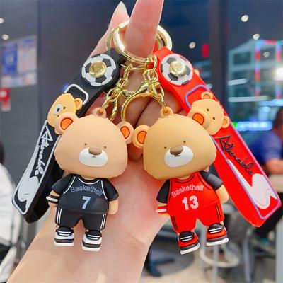 Creative Cartoon Sports Football Bear Car Keychain Cute Bear Doll Schoolbag Pendant Trendy Cool Gift