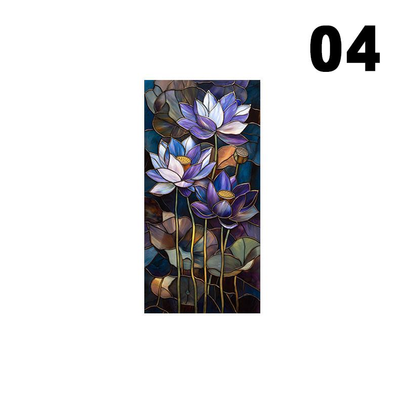 European Style Oil Painting Art Privacy Window Film Waterproof Sun-proof Church Stained Glass Film Lotus Pattern Window Stickers