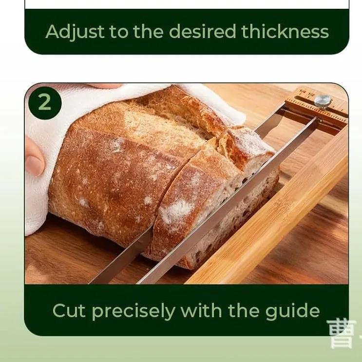 Bread Slicer Ambidextrous Wooden Adjustable Serrated Bow Cutter Eco-Friendly Serrations for Baking Bagels Bakeware 1