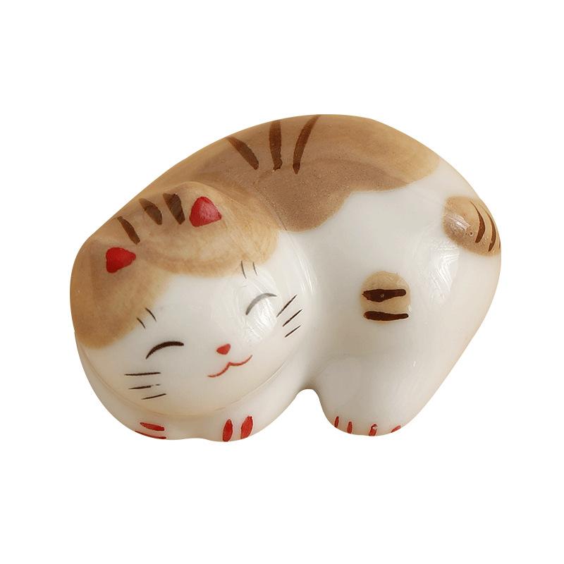 5PCS Cute Lucky Cat Chopsticks Holder Japanese Ceramic Chopstick Ceramic Home Decoration Spoon Holder Tableware Food Sushi