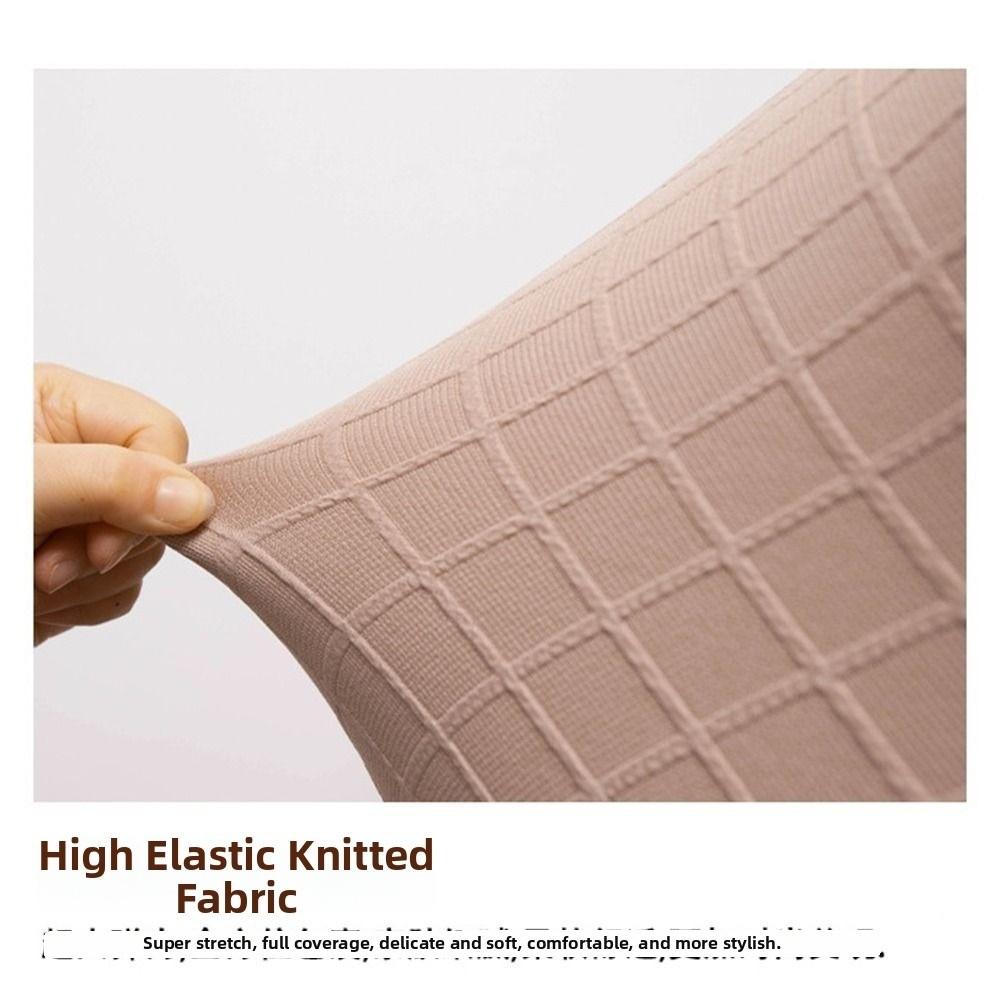 New Solid Color Jacquard Ottoman Cover Round Soft Square Stool Cover Elastic Footrest Slipcover Home Decor