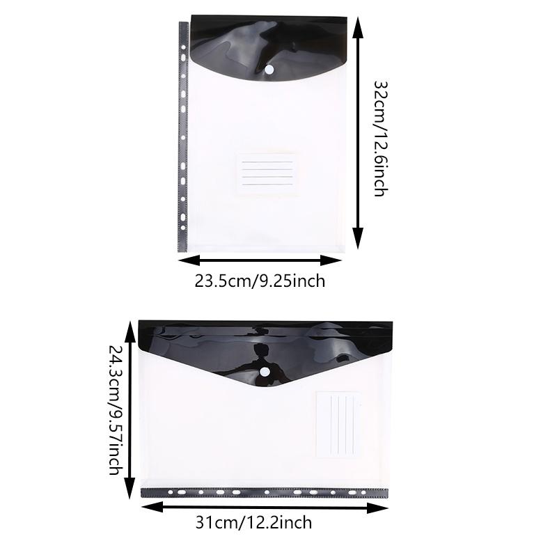 6/12Pcs Transparent PP File Storage Bag A4 Business Big Capacity Document Bag File Case File Bag Transparent Clear Envelope File Folder Bill Folders