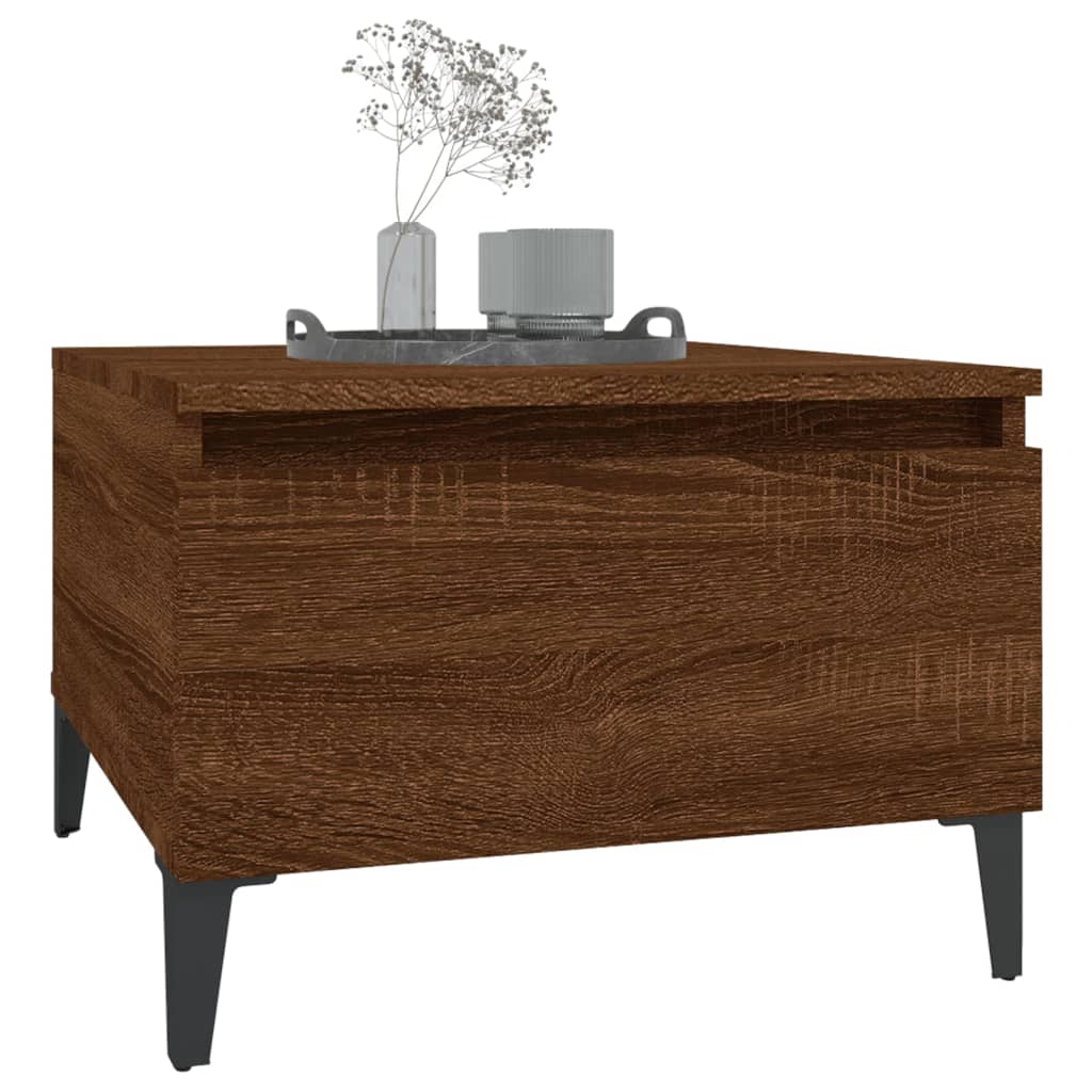 Side Table Brown Oak Effect 50 X 46 X 35 Cm Engineered Wood