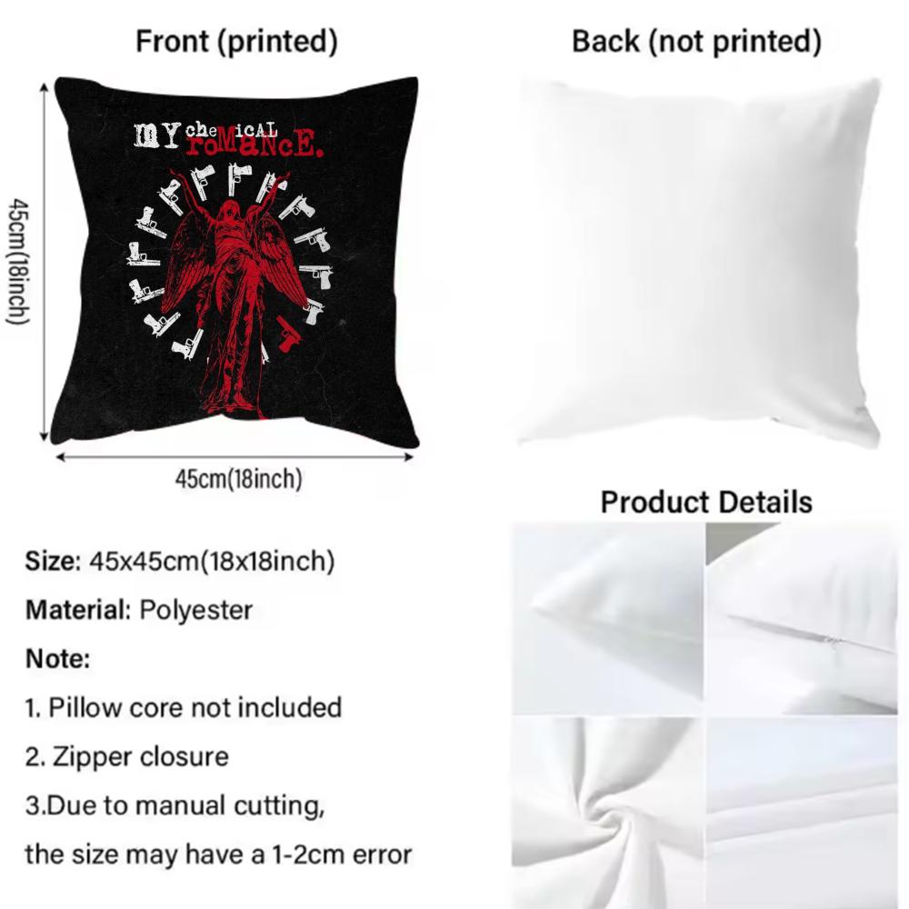 Classic Band My Chemical Romance Cushion Cover Soft & Easy-Wash Pillow Case – Versatile For Couch, Bed, Travel And Office