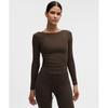 Ribbed Scoop Back Yoga Long Sleeve Shirt Walnut Crunch