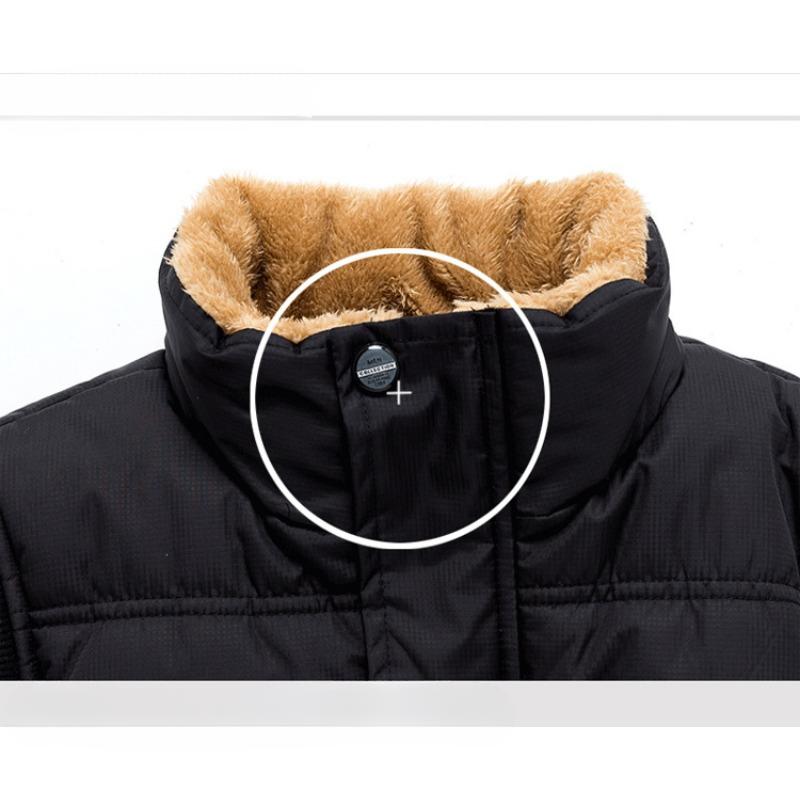 Herren Fleecegefütterte Verdickte Thermoweste für Herbst/Winter Übergroße Stehkragen Ärmellose Jacke für Männer mittleren und höheren Alters