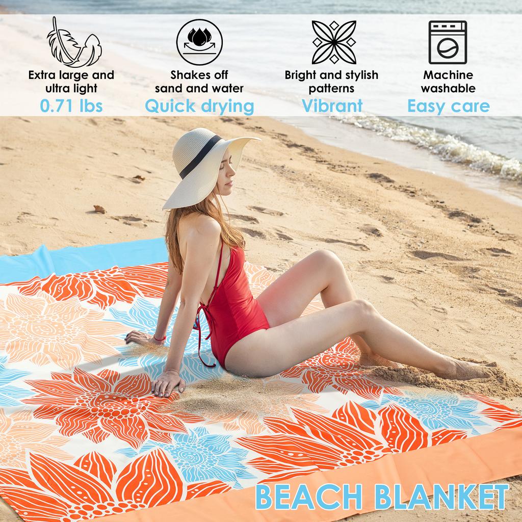 Tappetino da Spiaggia Impermeabile 210x200cm Coperta da Campeggio Picnic Anti-sabbia Portatile Leggero Sport all'Aperto Viaggio Escursionismo