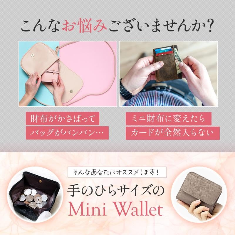 Women's Bifold Wallet, Stylish, Cute, Simple, Card Case, Coin Purse, Bill Pocket, Mini Wallet, Compact, Black, Gift (Salmon Pink)