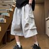 New summer multi-pocket cropped pants men's functional overalls are old casual straight-washed female paratroopers without
