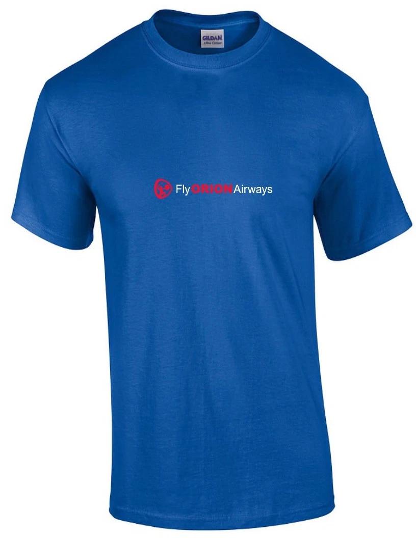 Fly Orion Airways Red White Logo Airline Geek Royal Blue Cotton T-Shirt 4XL