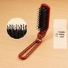Portable Folding Boar Bristle Comb for Straight & Curly Hair - Unisex Travel Massage Comb
