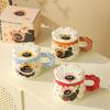 Cute cat ocean graffiti mug office with lid large capacity water cup household couple milk breakfast cup