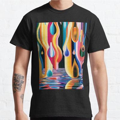 Herren Mode Lässig Kurzarm Ein Modernes Mosaik aus Schmelzenden Farben Oberteile Ästhetisch Vintage Übergroße T-Shirts