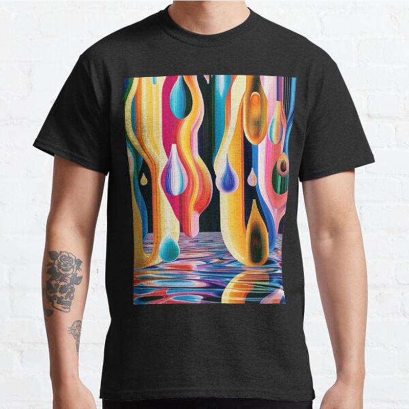 

Men Fashion Casual Short Sleeves A Modern Mosaic of Melting Colors Tops Aesthetic Vintage Oversized T-shirts S чёрный