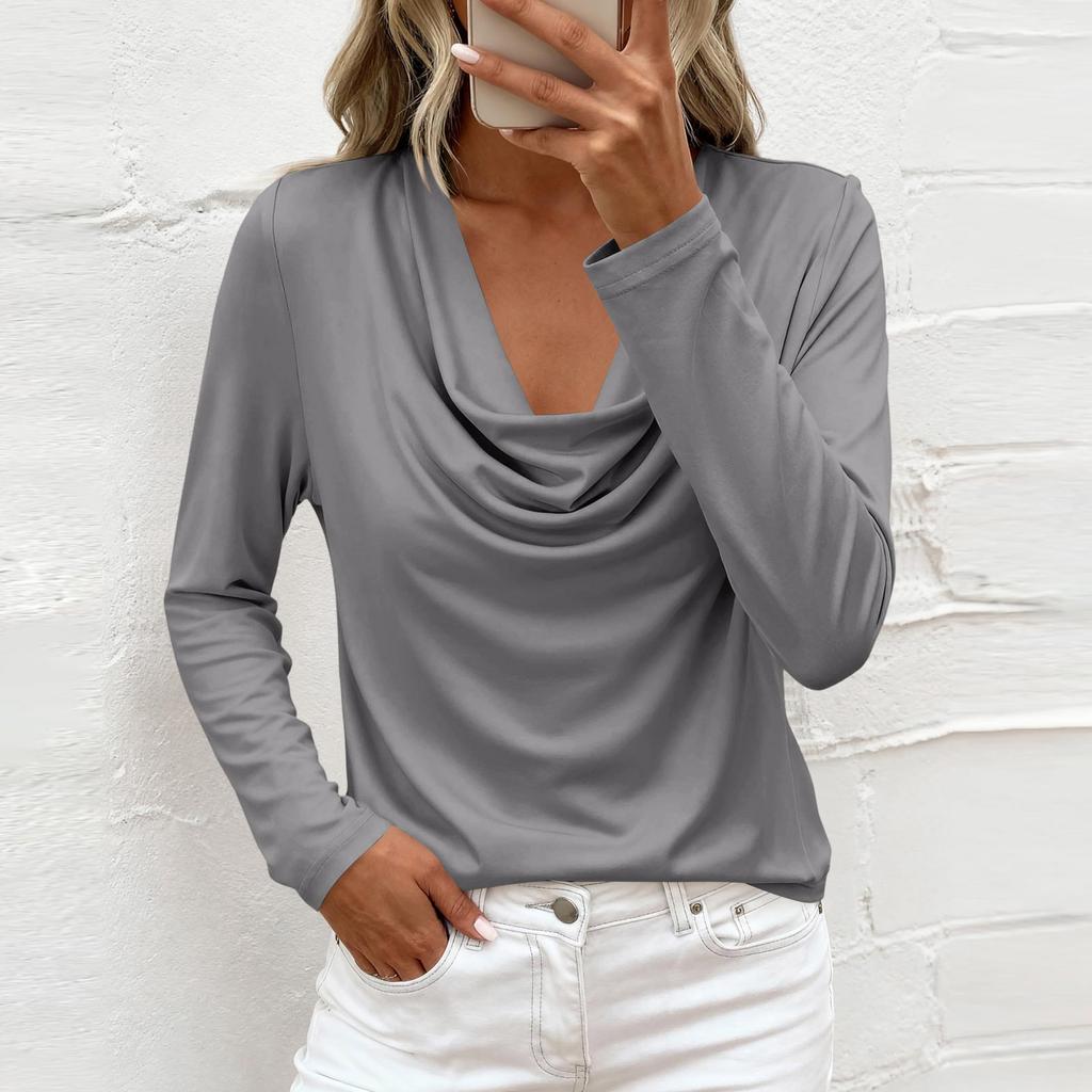 Womens Tops Trendy CowlNeck Shirts Long Sleeve Clothes Business Dressy Casual Outfits