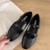 Mary Jane Shoes Autumn New Retro Fairy Wind Hollow Flat Bottom One Word Buckle with Casual Single Shoes
