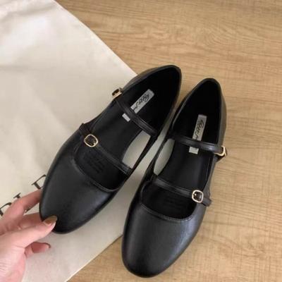 Mary Jane Shoes Autumn New Retro Fairy Wind Hollow Flat Bottom One Word Buckle with Casual Single Shoes