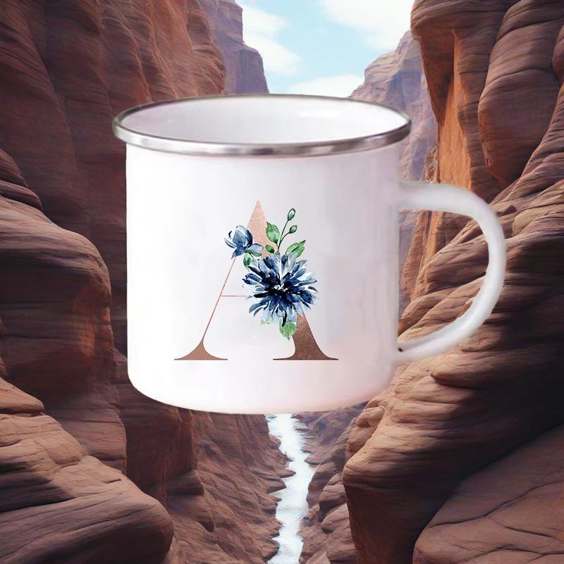 Alphabet Flower Letter Mug Coffee Cup Cold Coffee Cups Funny Mugs Cup for Tea Drinkware Rare Beer Travel Cute Original Unusual
