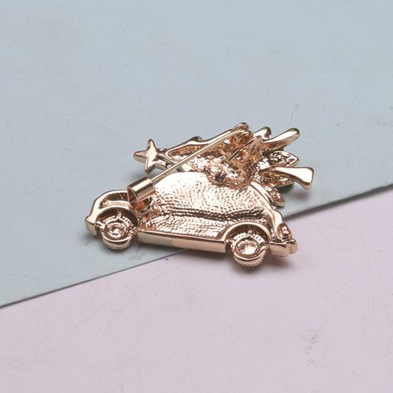 Car Shape Brooch Shining Rhinestones Inlaid Enamel Pin Vibrant Color Clothes Hat Shawl Badge