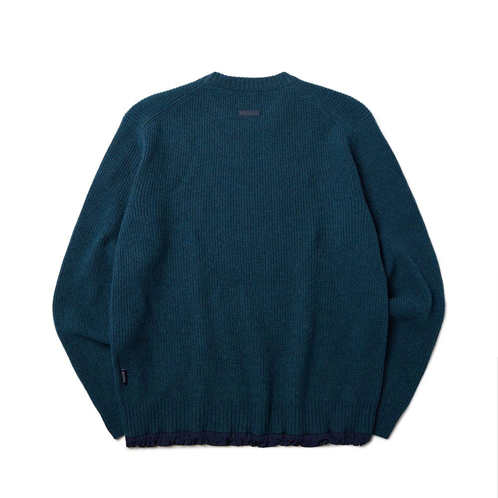 BROMPTON LONDON Woven Hem String Round Sweater - Teal Green (P234Ukt224)