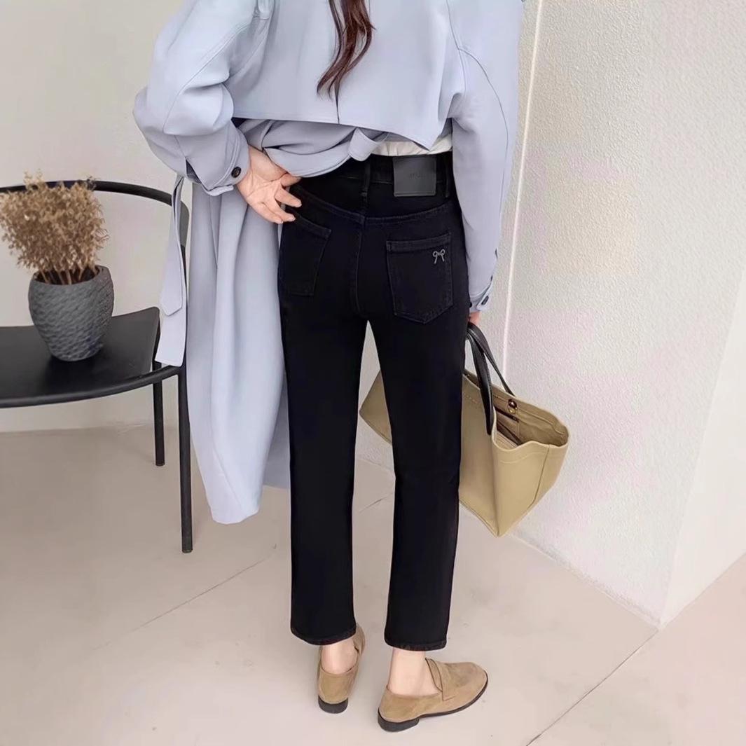 

Женские черные эластичные утягивающие джинсы-сигареты - Большой размер, Маленький рост, Узкие прямые штанины для осени 2XL: Height 155-165CM (133-145 jin)