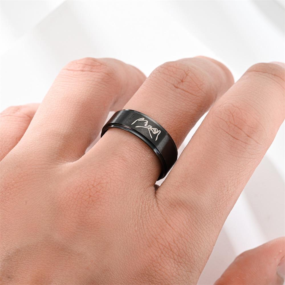 Finger Ring Men Women Engagement Wedding Band Fashion Zircon I Love You Engraved Comfort Fit