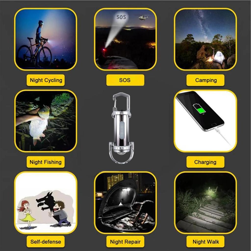 Mini Flashlight 1200 Lumen Waterproof Keychain Lamp Rechargeable Flashlights With 5 Lighting Modes For Camping Hiking Outdoor