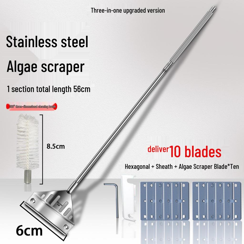 Aquatic Plant Tank Cleaning Set: Algae Scraper, Seaweed Remover, Moss Knife, No Dead Angle Brush Tool.