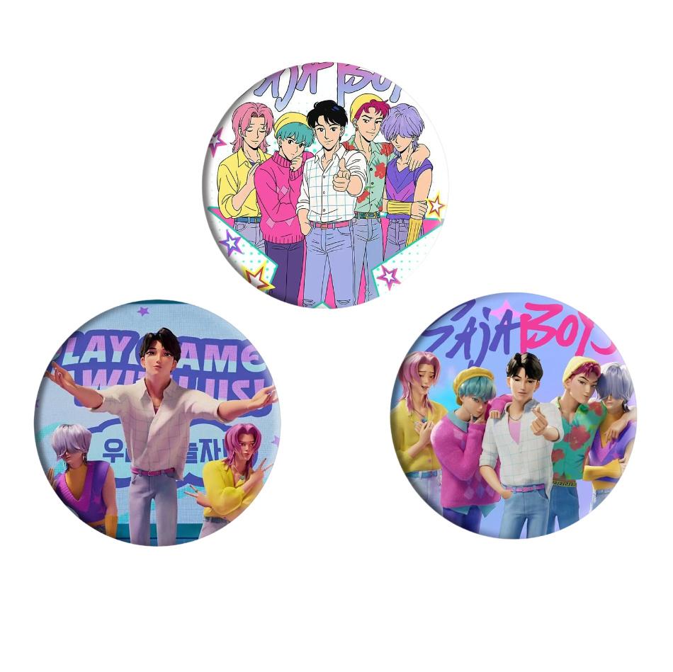 Kpop Demon Hunters Badges Jewelry Accessories Bag Decor Anime Saja Boys Rumi Zoey Jinu Tinplate Button Brooch Toy Gifts for Fans