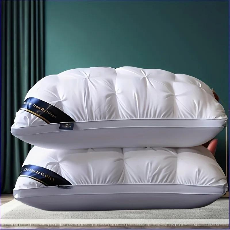 Neck Support Sleeping Pillow 5-Star Hotel Quality Deep Sleep White Satin Cover Bed Pillow Home Bedroom Decor Accessories Supplie