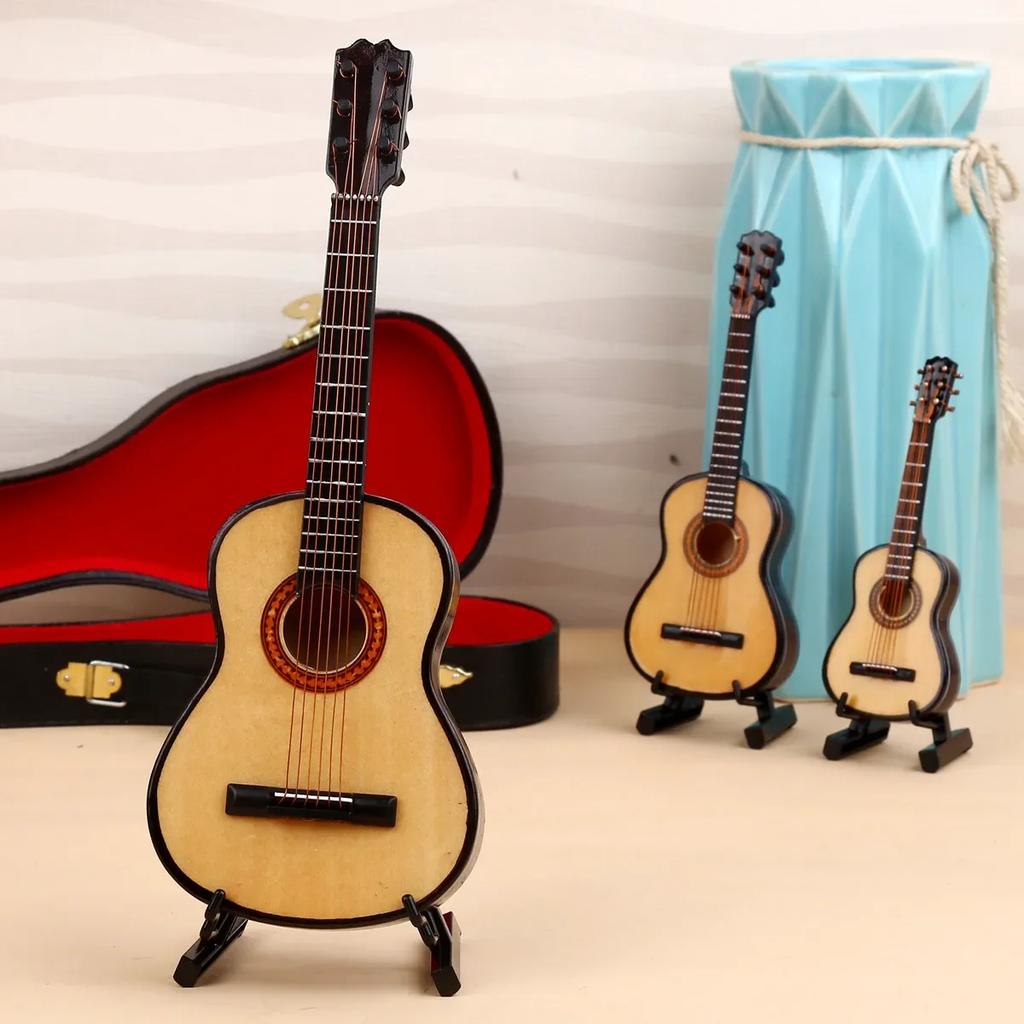 10CM Mini Folk classical guitar model Wooden Mini Guitar Model Musical Instrument Decoration Gift For Bedroom Living Room