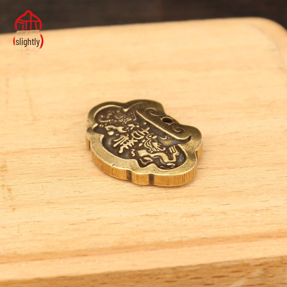 Collier porte-clés pendentif dragon et phénix en laiton fait main